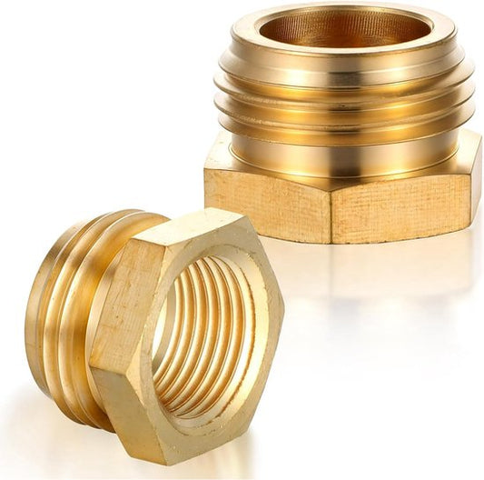 2-Pack - G 1/2" BSP Female to GHT 3/4 Male Hose Connector - Brass Garden Hose Connector - Threaded Pipe V1188-ZXY-131-118
