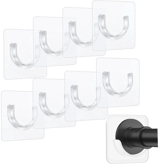 Shower rod bracket - Curtain bracket - Self-adhesive rod mounting without drilling - Transparent rod hook - V1188-ZXY-131-127