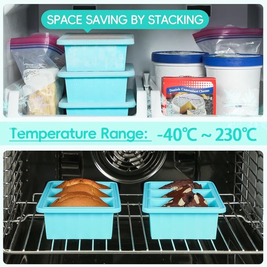 Silicone Freezer Containers with Lids - Bouillon Cube Trays - Large Ice Cube Trays - Easy Meal Prep Kitchen V1188-ZXY-131-146