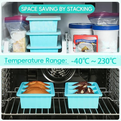 Silicone Freezer Containers with Lids - Bouillon Cube Trays - Large Ice Cube Trays - Easy Meal Prep Kitchen V1188-ZXY-131-146