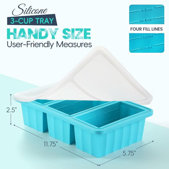 Silicone Freezer Containers with Lids - Bouillon Cube Trays - Large Ice Cube Trays - Easy Meal Prep Kitchen V1188-ZXY-131-146