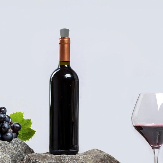 4 Piece Colored Stoppers - Reusable - Silicone Material - With Non-slip Handle, Perfect for Champagne, Keeps V1188-ZXY-131-156