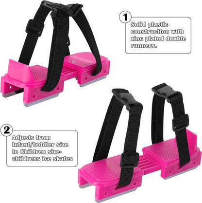 Adjustable Kids' Skates - Double Blade for Stability - With Straps & Shoe Size 16-21 - Black V1188-ZXY-131-172