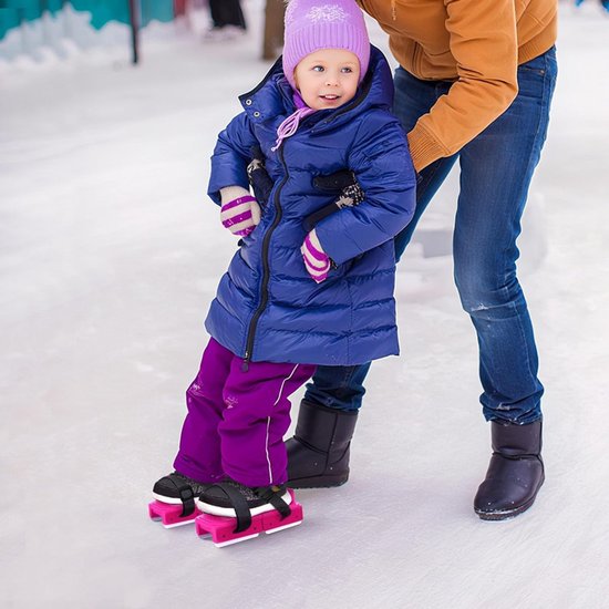 Adjustable Kids' Skates - Double Blade for Stability - With Straps & Shoe Size 16-21 - Black V1188-ZXY-131-172