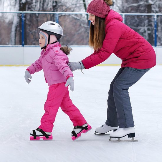 Adjustable Kids' Skates - Double Blade for Stability - With Straps & Shoe Size 16-21 - Black V1188-ZXY-131-172