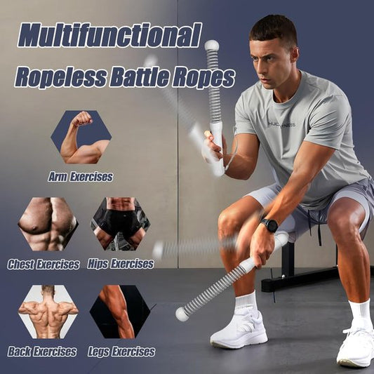 2-Pack Cordless Battle Ropes - Battle Rope - Fitness Rope - Soft Grip - For Home Gym & HIIT - Portable Arm V1188-ZXY-131-176