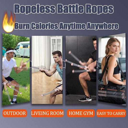2-Pack Cordless Battle Ropes - Battle Rope - Fitness Rope - Soft Grip - For Home Gym & HIIT - Portable Arm V1188-ZXY-131-177