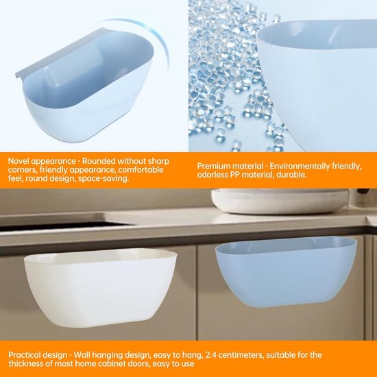 Wall-Mounted Waste Bins - Pack of 2 - Kitchen Waste Bins, Hanging Bins, Kitchen Waste Bins - Hanging Storage V1188-ZXY-131-179