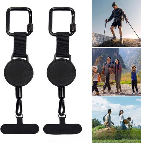 Extendable anti-theft phone buckle - 2-piece - Phone cord with carabiner - Suitable for travel and hiking - V1188-ZXY-131-180