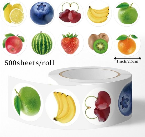 Stickers - 500 stickers - Diary stickers - Laptop decoration stickers - Fruit sticker roll V1188-ZXY-131-182