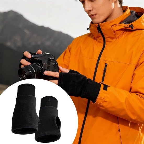 Gloves - Half-finger gloves - Warm winter gloves - Suitable for commuting, office work and driving - Black V1188-ZXY-131-189