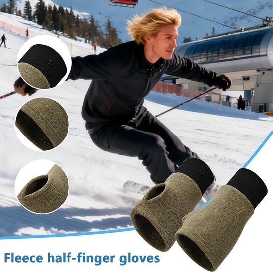 Gloves - Half-finger gloves - Warm winter gloves - Suitable for commuting, office work and driving - Green V1188-ZXY-131-190