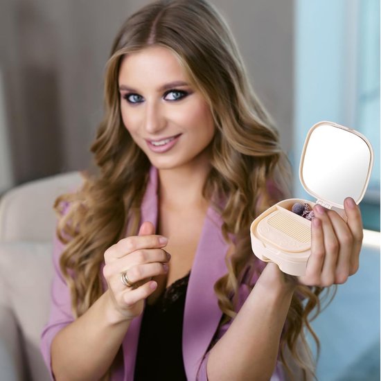 Makeup Mirror - Travel Makeup Mirror - Portable Makeup Mirror with Storage Box - Foldable Compact Mirror with V1188-ZXY-131-192