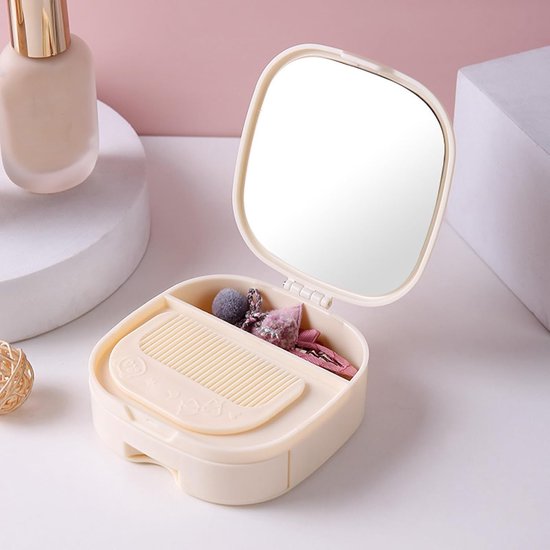 Makeup Mirror - Travel Makeup Mirror - Portable Makeup Mirror with Storage Box - Foldable Compact Mirror with V1188-ZXY-131-192
