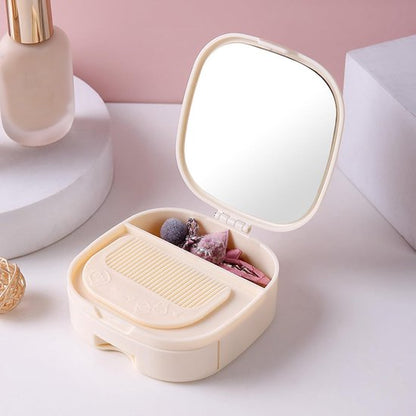 Makeup Mirror - Travel Makeup Mirror - Portable Makeup Mirror with Storage Box - Foldable Compact Mirror with V1188-ZXY-131-192