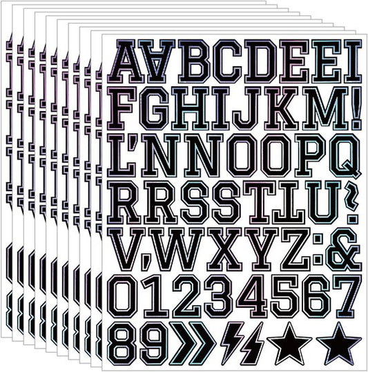 Letter stickers - 10-sheet vinyl letter stickers - 1.5-inch self-adhesive alphabet and number stickers - V1188-ZXY-131-201