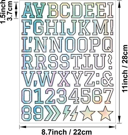 Letter stickers - 10-sheet vinyl letter stickers - 1.5-inch self-adhesive alphabet and number stickers - V1188-ZXY-131-202