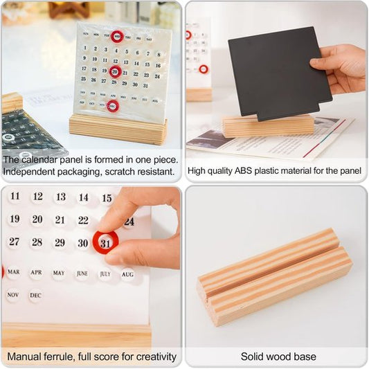 Perpetual calendar - Wooden calendar stand for desk - Acrylic calendar for desk - Suitable for living room, V1188-ZXY-131-207