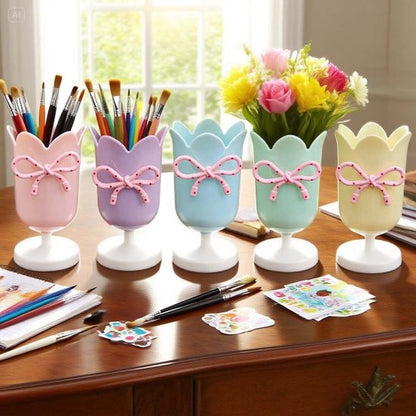 Tulip-shaped pen holder - pen rack - creative desk decoration - refined (Blue) V1188-ZXY-131-218