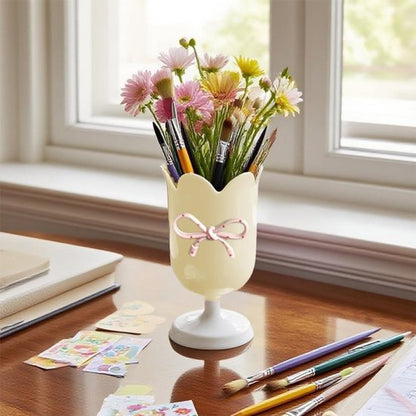 Tulip-shaped pen holder - pen rack - creative desk decoration - refined (Yellow) V1188-ZXY-131-221