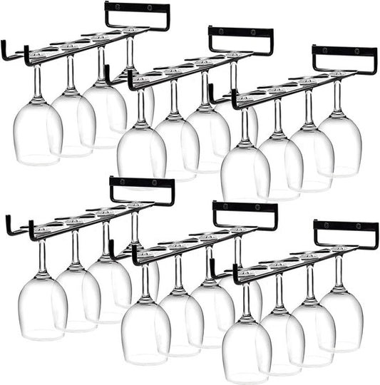 Hanging Wine Glass Rack - Set of Six - Inverted Wine Glass Holder - Organizer and Storage Rack for Mugs and V1188-ZXY-131-225