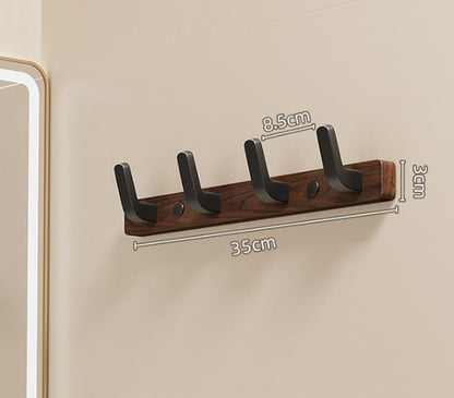 Coat rack - Wall coat rack - Coat rack with hooks - Storage rack - 35 x 3 cm - Wooden coat rack - Walnut - 4 V1188-ZXY-131-239