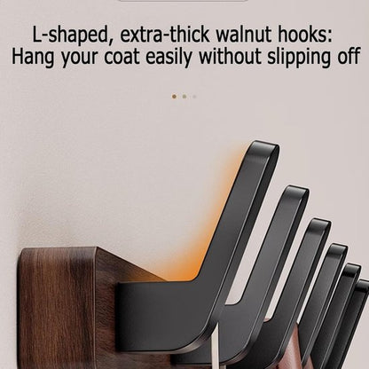 Coat rack - Wall coat rack - Coat rack with hooks - Storage rack - 45 x 3 cm - Wooden coat rack - Walnut - 5 V1188-ZXY-131-240