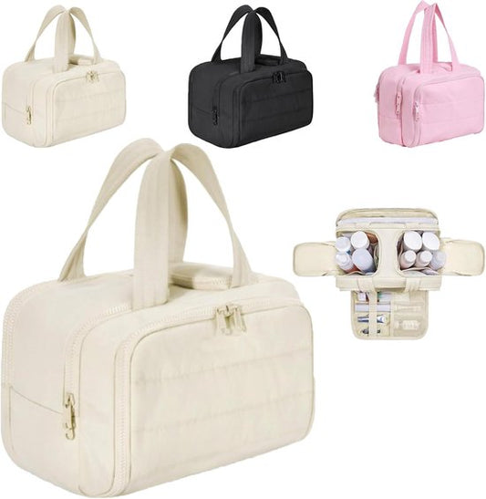 Multi-Zip Makeup Bag - Toiletry Bag - Spacious Storage, Organized Layered Design with Carry Handle - Ideal V1188-ZXY-131-250