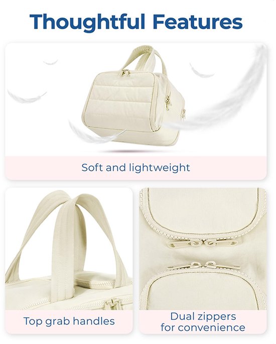 Multi-Zip Makeup Bag - Toiletry Bag - Spacious Storage, Organized Layered Design with Carry Handle - Ideal V1188-ZXY-131-250