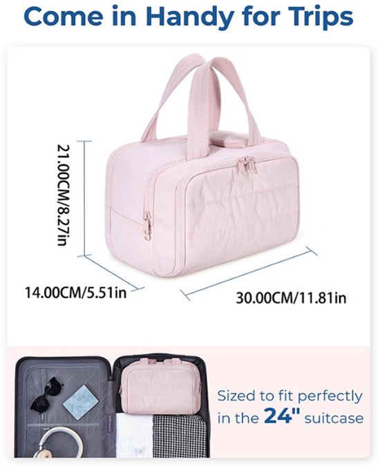 Multi-Zip Makeup Bag - Toiletry Bag - Spacious Storage, Organized Layered Design with Carry Handle - Ideal V1188-ZXY-131-250