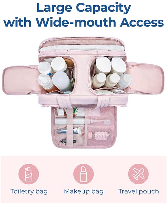 Multi-Zip Makeup Bag - Toiletry Bag - Spacious Storage, Organized Layered Design with Carry Handle - Ideal V1188-ZXY-131-252