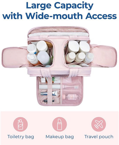 Multi-Zip Makeup Bag - Toiletry Bag - Spacious Storage, Organized Layered Design with Carry Handle - Ideal V1188-ZXY-131-252