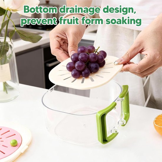 Multifunctional Fruit Washing Basket with Colander and Lid - 2-in-1 Drain Basket & Fruit Colander - Suitable V1188-ZXY-131-258