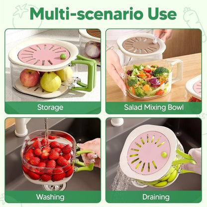 Multifunctional Fruit Washing Basket with Colander and Lid - 2-in-1 Drain Basket & Fruit Colander - Suitable V1188-ZXY-131-258