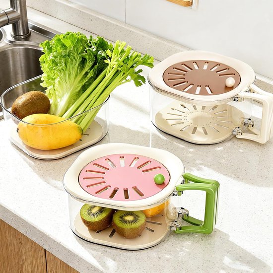 Multifunctional Fruit Washing Basket with Colander and Lid - 2-in-1 Drain Basket & Fruit Colander - Suitable V1188-ZXY-131-258