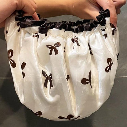 Double Layer Waterproof Shower Cap for Women & Girls - Reusable, Elastic & Comfortable with Print (Pink) V1188-ZXY-131-264