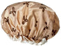 Double Layer Waterproof Shower Cap for Women & Girls - Reusable, Stretchy & Comfortable with Print (Gold) V1188-ZXY-131-266