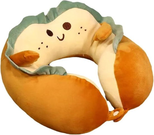 U-Shaped Neck Pillow Made of Soft Plush - Cute Bread Design - Breathable & Comfortable Travel Pillow for Neck V1188-ZXY-131-267