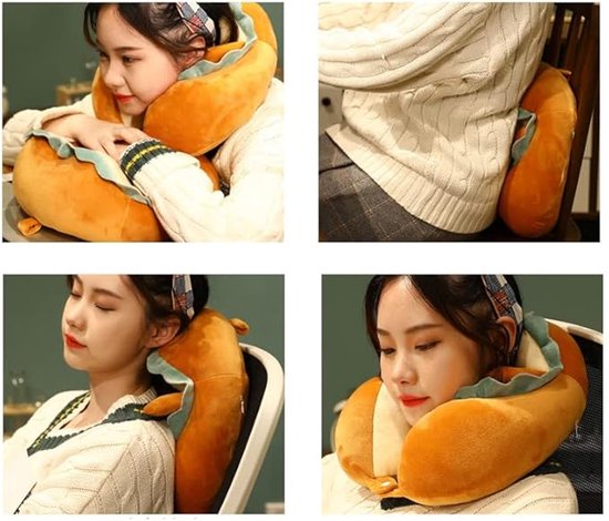 U-Shaped Neck Pillow Made of Soft Plush - Cute Bread Design - Breathable & Comfortable Travel Pillow for Neck V1188-ZXY-131-267