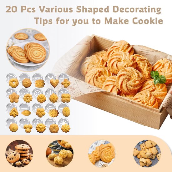 Cookie Press Set - With 20 Molding Plates & 4 Nozzles - For Making Cookies in Different Shapes V1188-ZXY-131-268