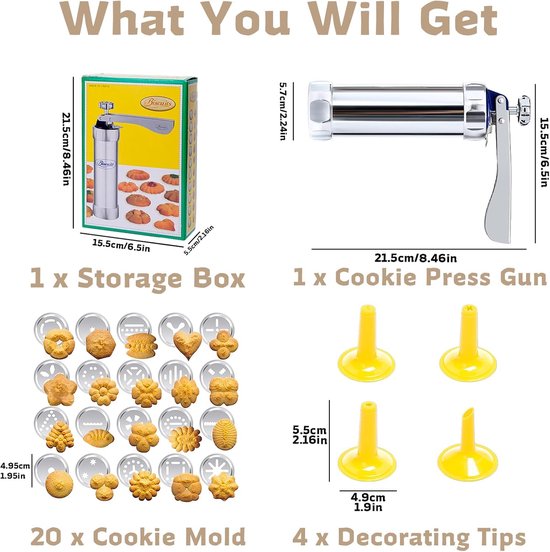 Cookie Press Set - With 20 Molding Plates & 4 Nozzles - For Making Cookies in Different Shapes V1188-ZXY-131-268