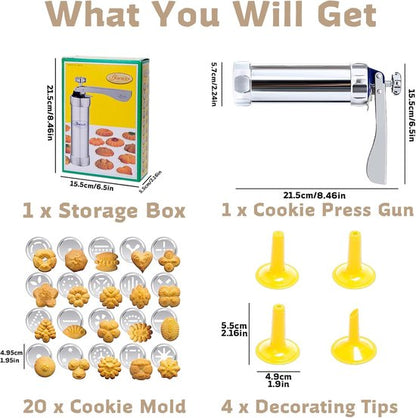 Cookie Press Set - With 20 Molding Plates & 4 Nozzles - For Making Cookies in Different Shapes V1188-ZXY-131-268