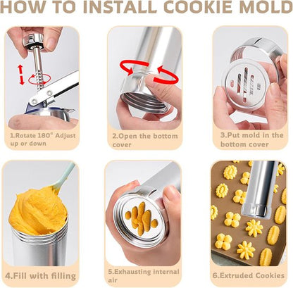 Cookie Press Set - With 20 Molding Plates & 4 Nozzles - For Making Cookies in Different Shapes V1188-ZXY-131-268