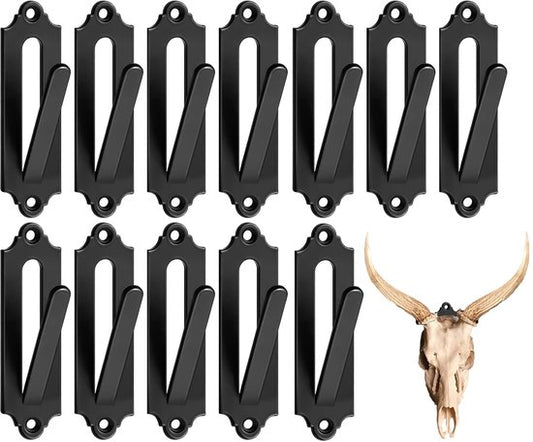 12-Piece Skull Wall Hook Set - Black Steel Hook for Decoration - Includes Mounting Kit V1188-ZXY-131-269