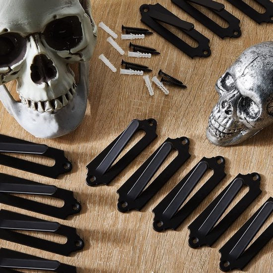 6-Piece Skull Wall Hook Set - Black Steel Hook for Decoration - Includes Mounting Kit V1188-ZXY-131-270