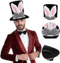 Easter Bunny Top Hat - White Rabbit & Black Plush Hat - Costume accessory for Easter, Halloween and theme V1188-ZXY-131-271