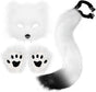 3-Piece Fox Costume Accessory Set - Fluffy Mask, Tail, and Gloves - Suitable for Parties & Carnival (White) V1188-ZXY-131-272