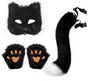 3-Piece Fox Costume Accessory Set - Fluffy Mask, Tail and Gloves - Suitable for Parties & Carnival (Black) V1188-ZXY-131-273