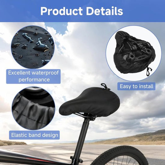 2-Piece Waterproof Bicycle Saddle Cover Set - Black - Rain Cover for Bicycle Saddle - Sun and Dust Resistant V1188-ZXY-131-278