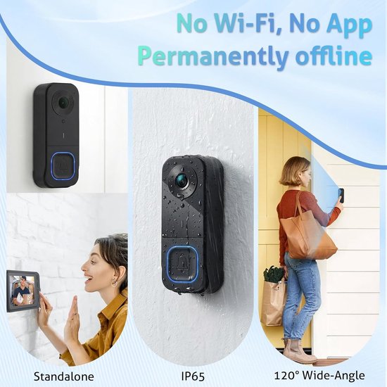 Wireless Doorbell with Camera - 1080P Image & 4.5 Inch Screen - No WiFi Required - Range Up to 120m - Night V1188-ZXY-131-285
